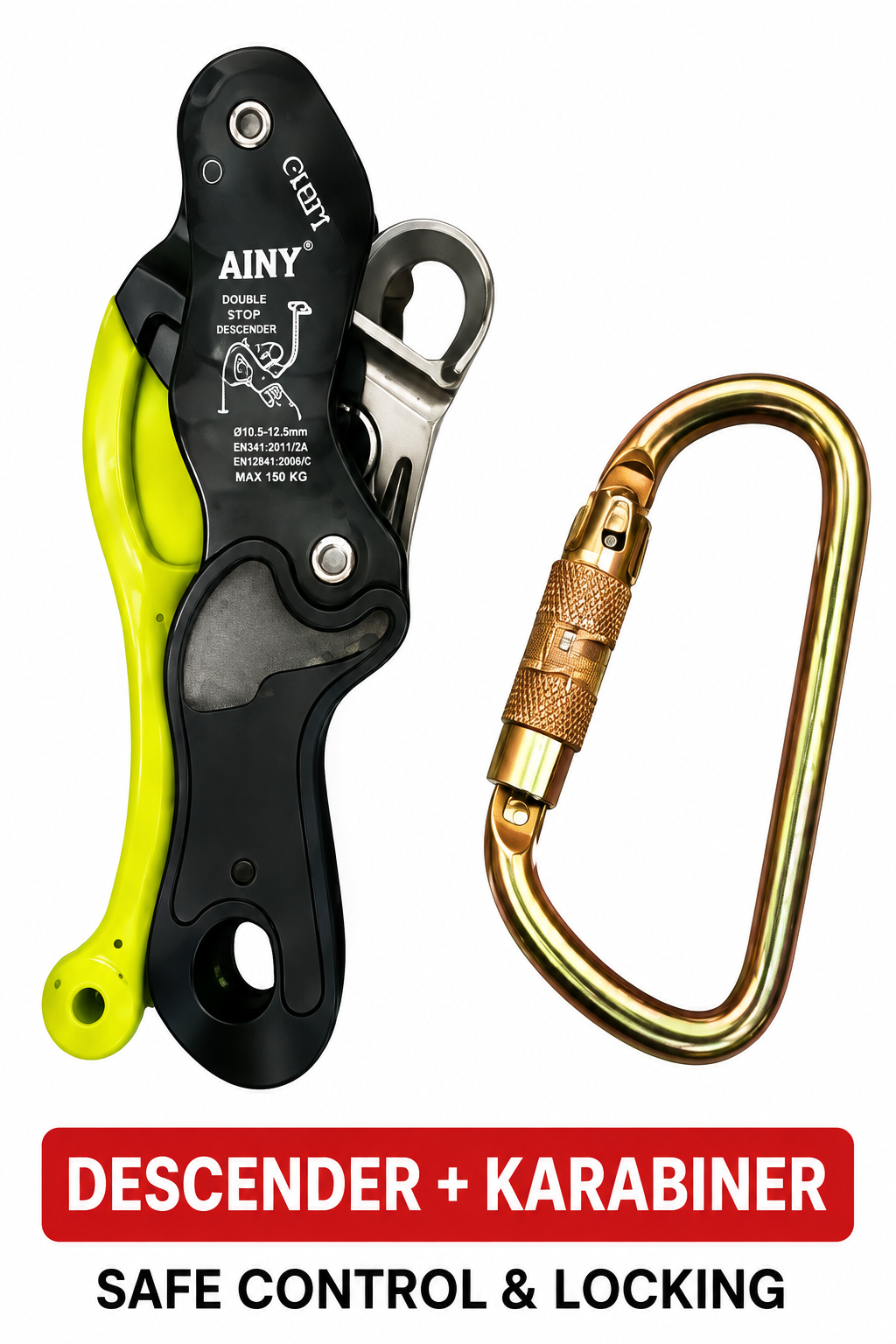 Double Stop Grip Descender with Self Braking