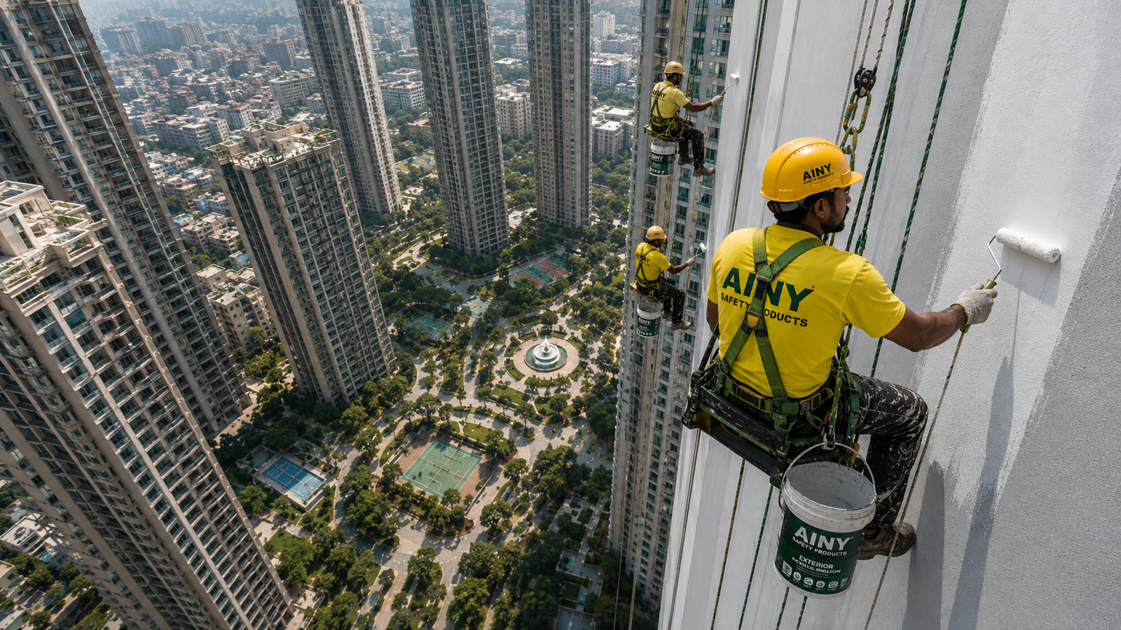 Ainy crew building painting with Spider Jhula kit